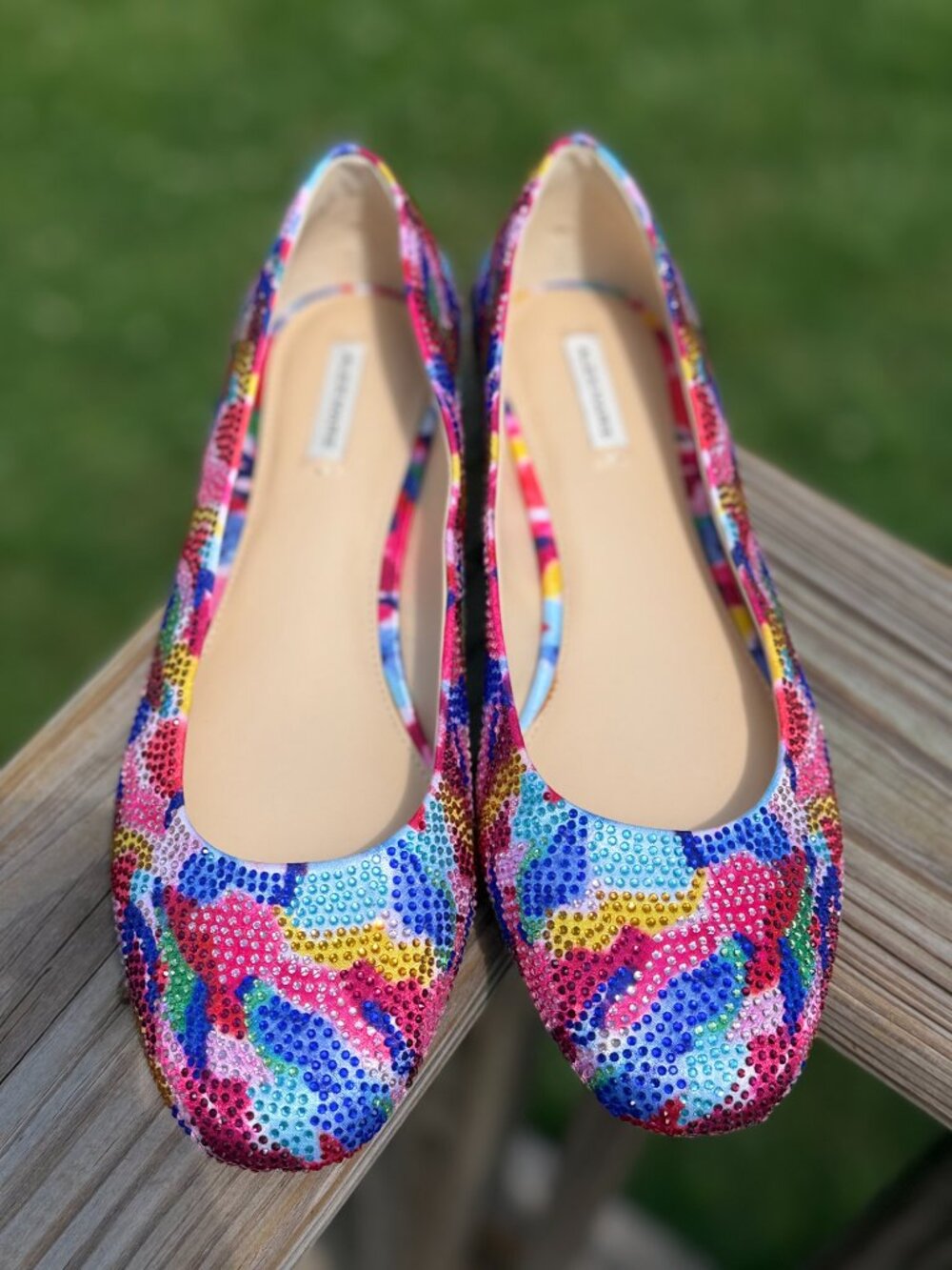 Alex Marie Rhinestone Ballet Flats 8M Rainbow Y2K Coquette Glam Chic 3802